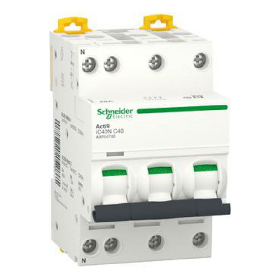 Installatieautomaat 3-polig + Nul 40A C-karakteristiek 60 Acti9 iC40N