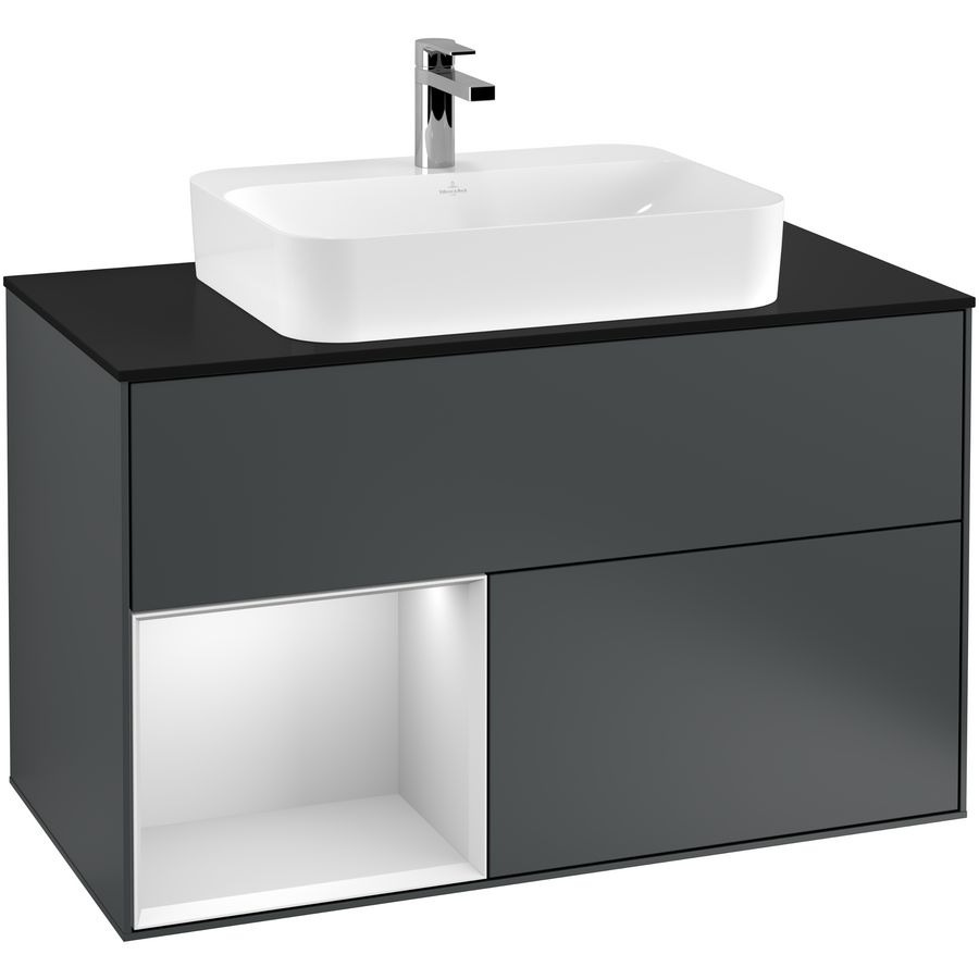 Wastafelonderkast Finion 1000x603x501mm Mid.Blue Matt Lacquer F362MTHG