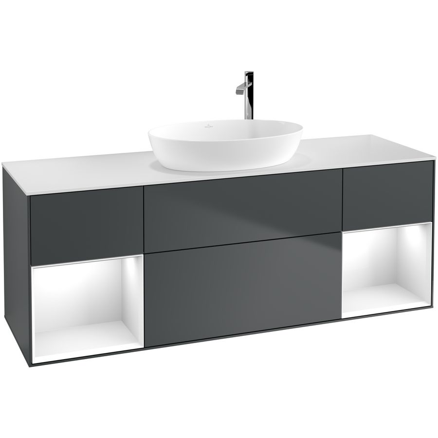 Wastafelonderkast Finion 1600x603x501mm Mid.Blue Matt Lacquer F981GFHG