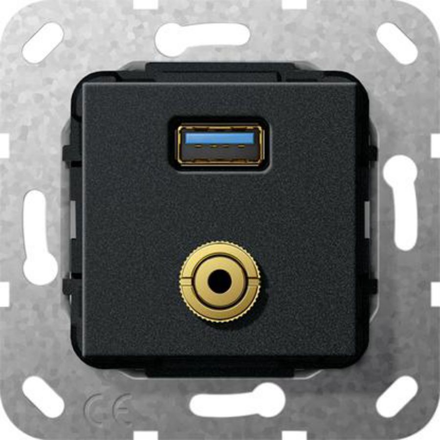 USB 3.0 A m-jack verloopkab. Basiselement zwart m