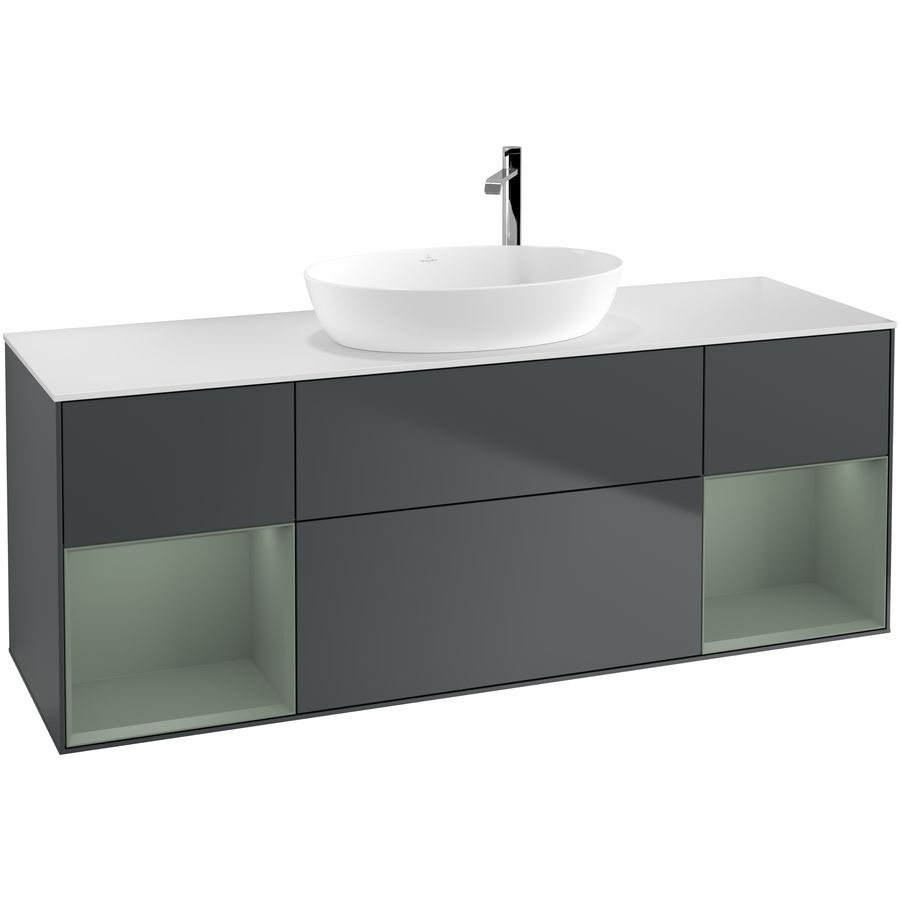 Wastafelonderkast Finion 1600x603x501mm Mid.Blue Matt Lacquer F981GMHG