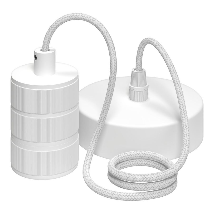 Pendel lampfitting retro E27 1X1.5M mat wit