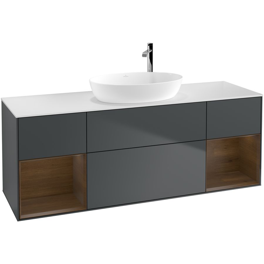 Wastafelonderkast Finion 1600x603x501mm Mid.Blue Matt Lacquer F981GNHG