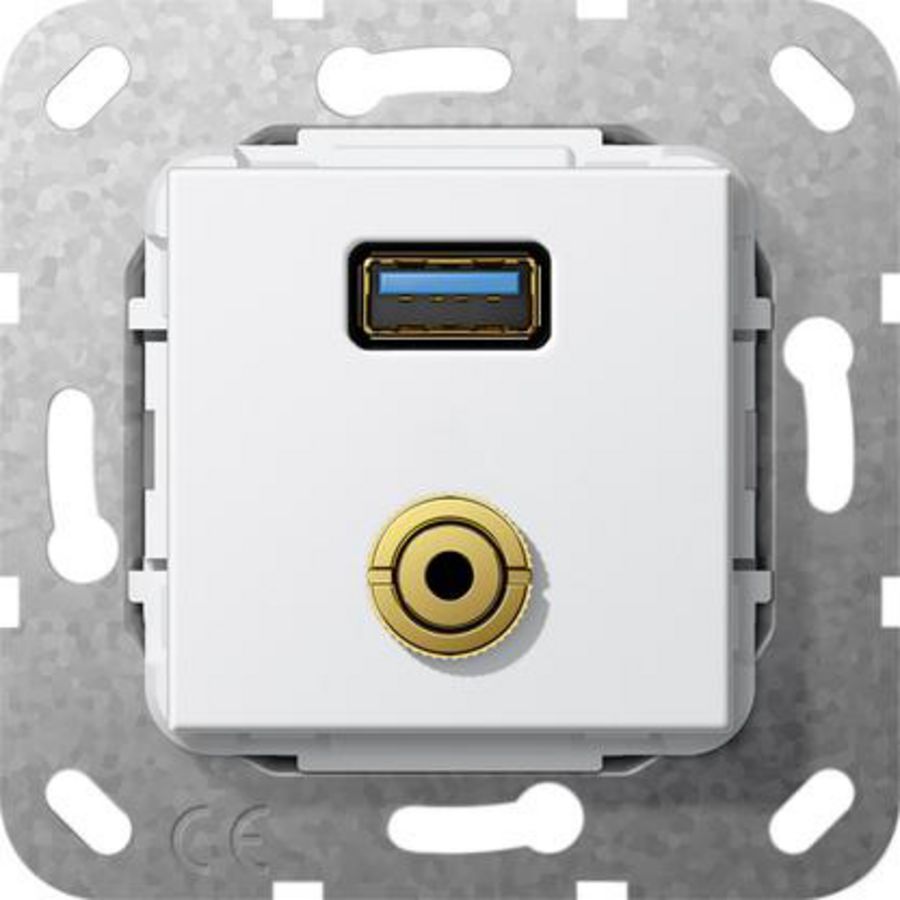 USB 3.0 A m-jack verloopkab. Basiselement zuiver wit