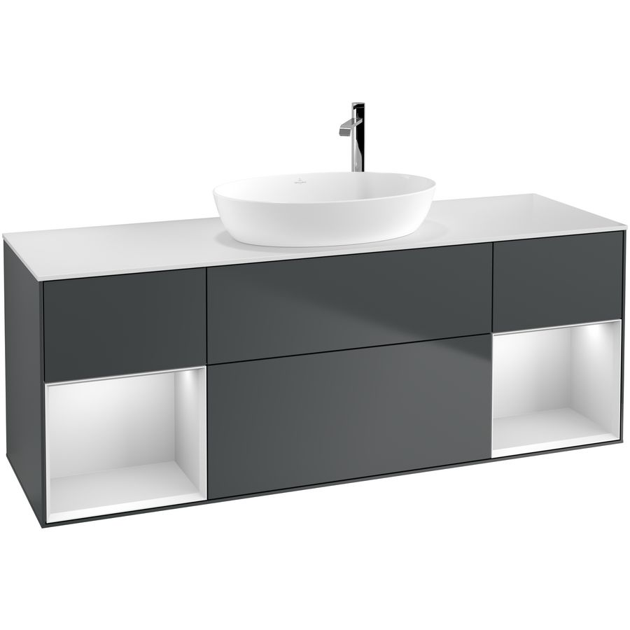 Wastafelonderkast Finion 1600x603x501mm Mid.Blue Matt Lacquer F981MTHG