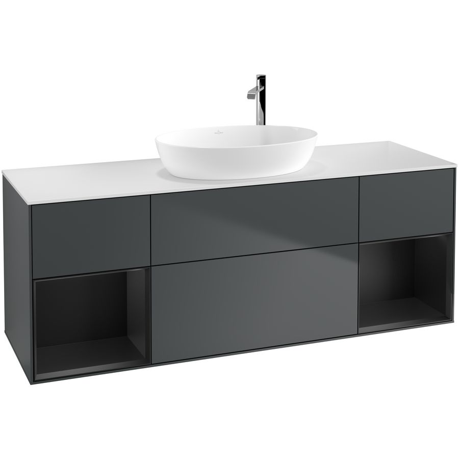 Wastafelonderkast Finion 1600x603x501mm Mid.Blue Matt Lacquer F981PDHG