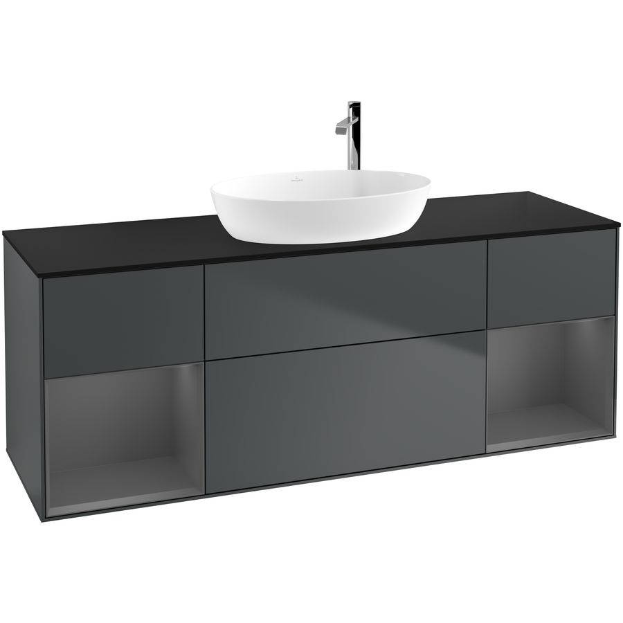 Wastafelonderkast Finion 1600x603x501mm Mid.Blue Matt Lacquer F982GKHG