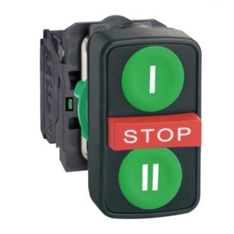 Driedubbele drukknop Verzonken/Verhoogd Groen/rood