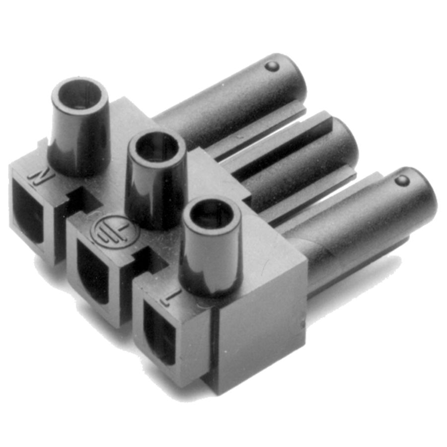 Steker 3-polig zwart VVE=200