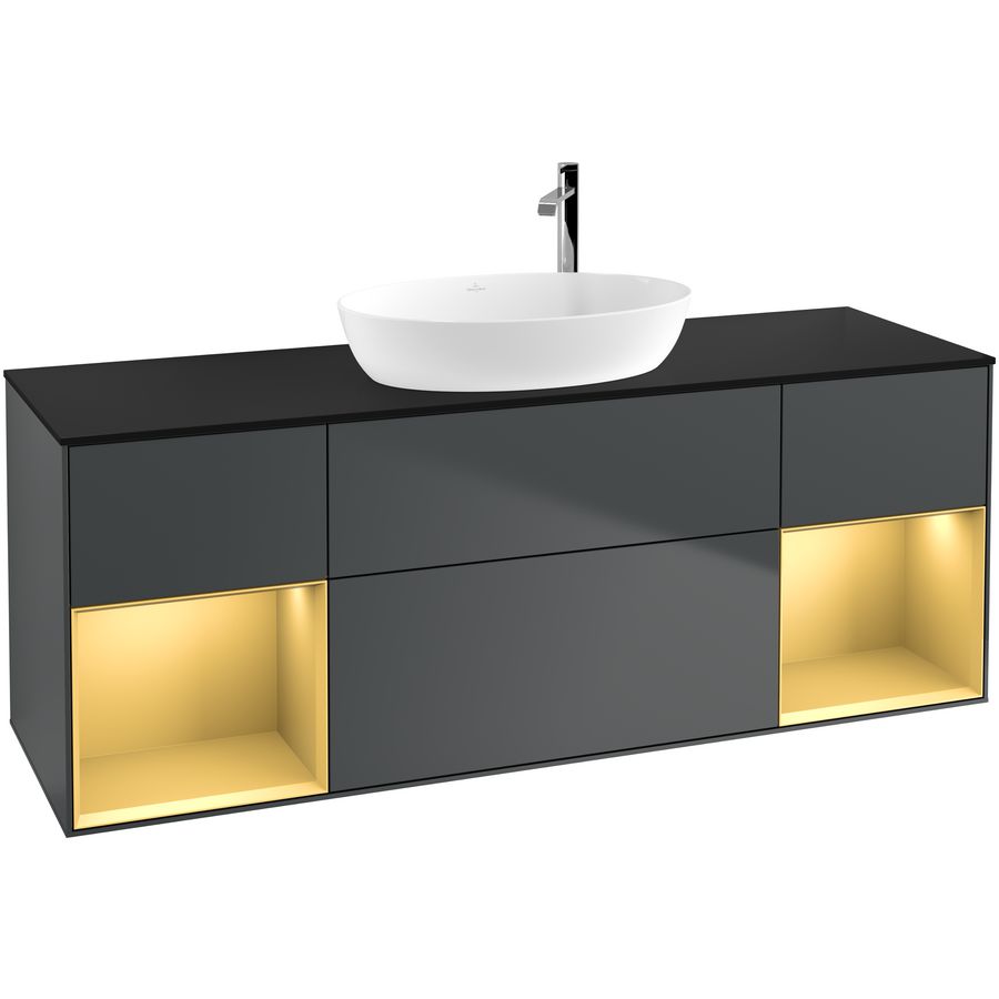 Wastafelonderkast Finion 1600x603x501mm Mid.Blue Matt Lacquer F982HFHG
