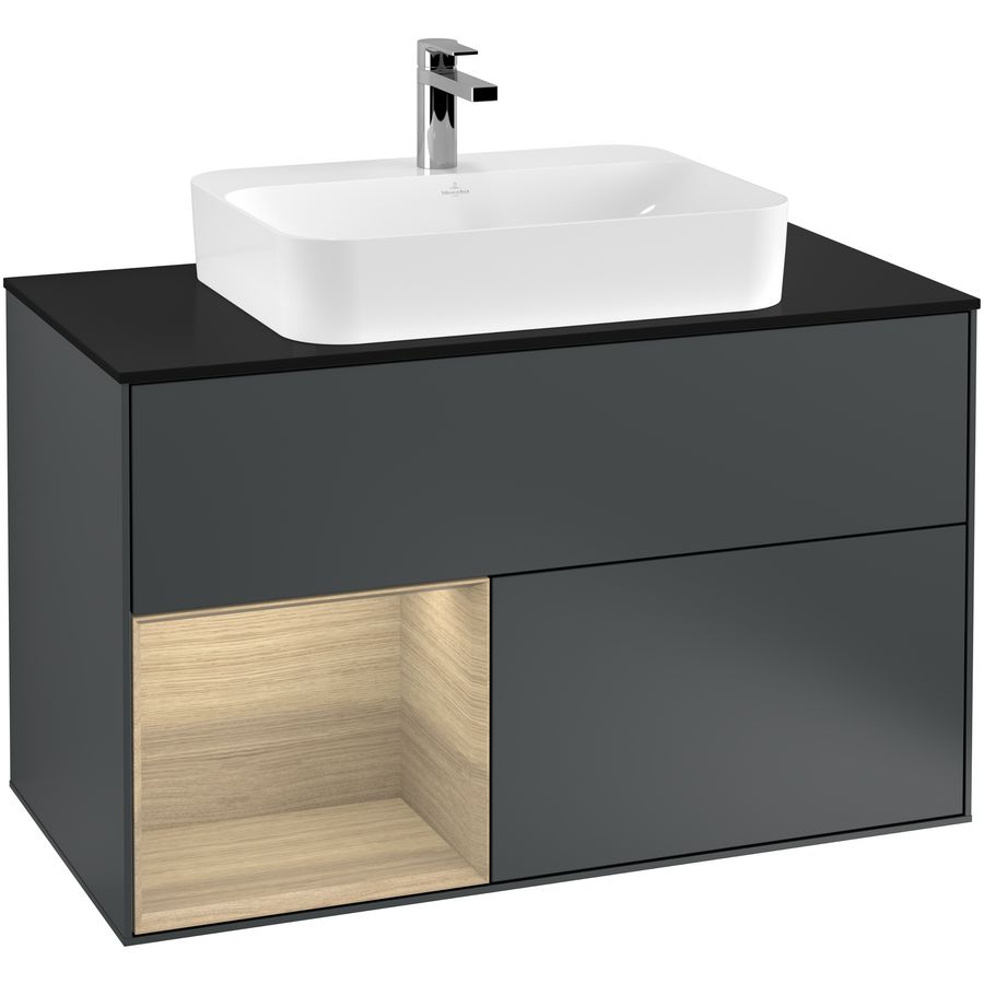 Wastafelonderkast Finion 1000x603x501mm Mid.Blue Matt Lacquer F362PCHG