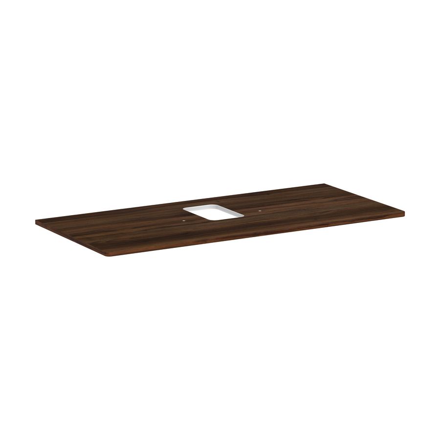 Console / wastafelblad 1180x550mm Dark Walnut met middenuitsparing tbv waskom met kraangat Xelu Q