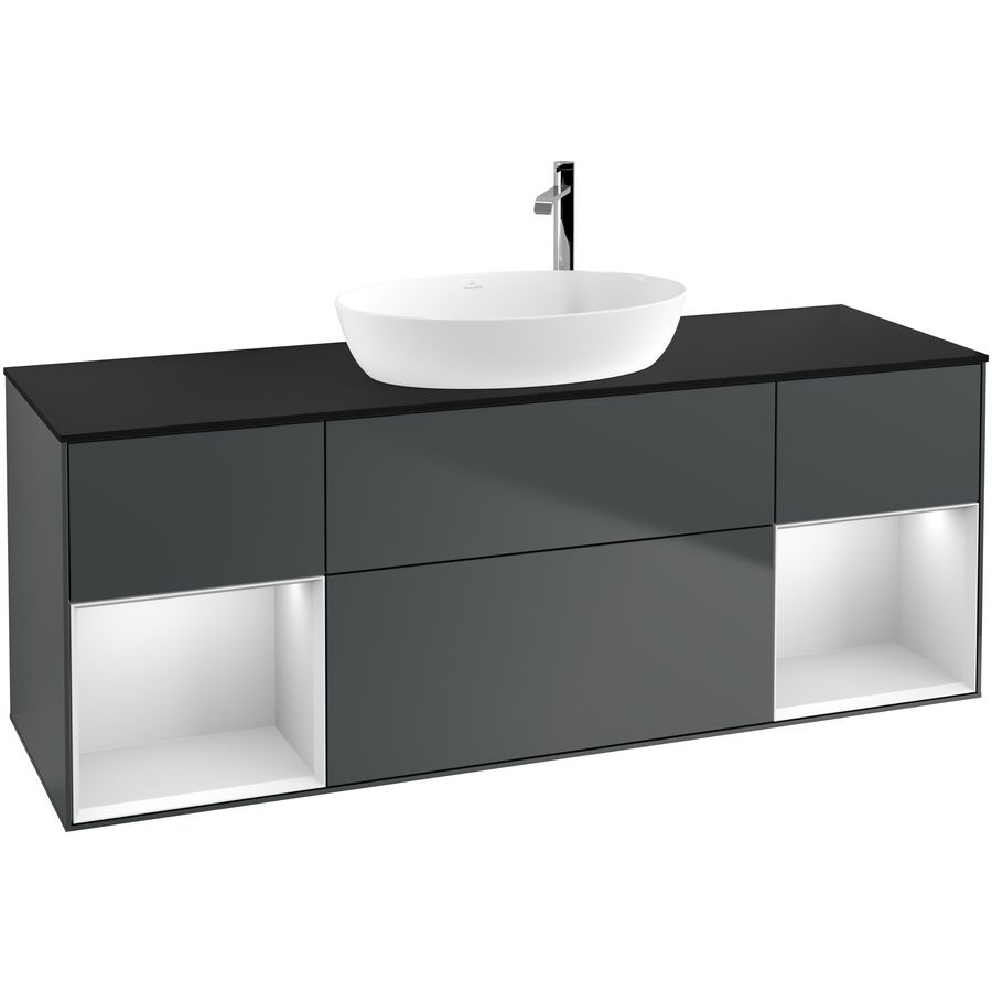 Wastafelonderkast Finion 1600x603x501mm Mid.Blue Matt Lacquer F982MTHG