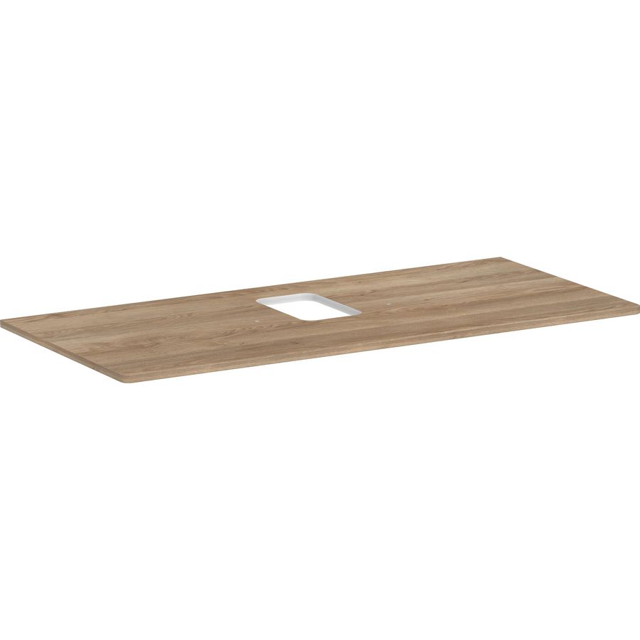 Console / wastafelblad 1180x550mm Natural Oak met middenuitsparing tbv waskom met kraangat Xelu Q