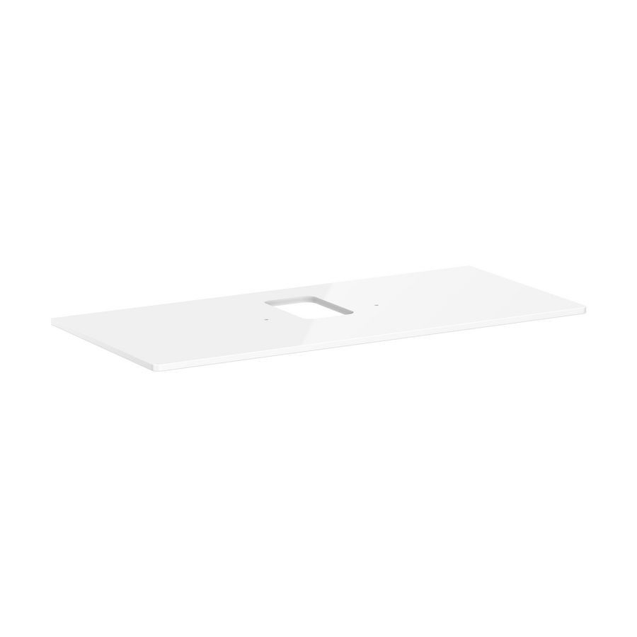 Console / wastafelblad 1180x550mm High Gloss White met middenuitsparing tbv waskom met kraangat Xelu Q