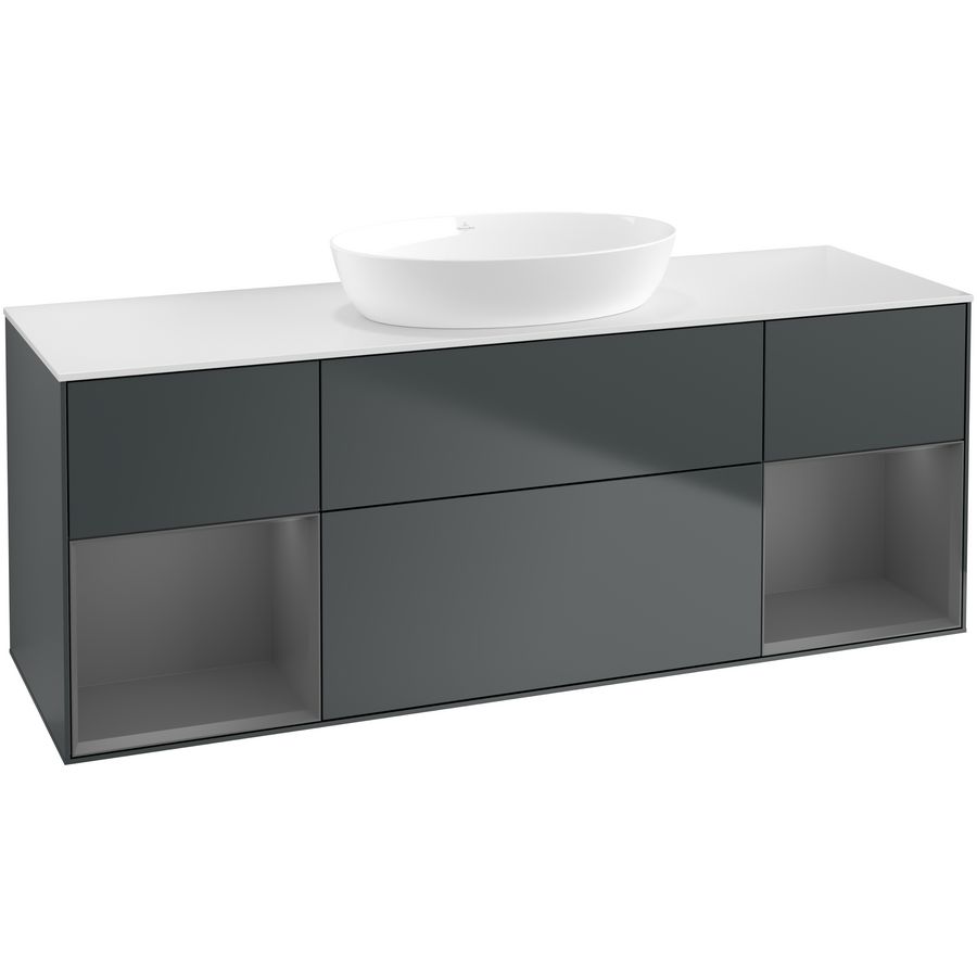 Wastafelonderkast Finion 1600x603x501mm Mid.Blue Matt Lacquer FD01GKHG