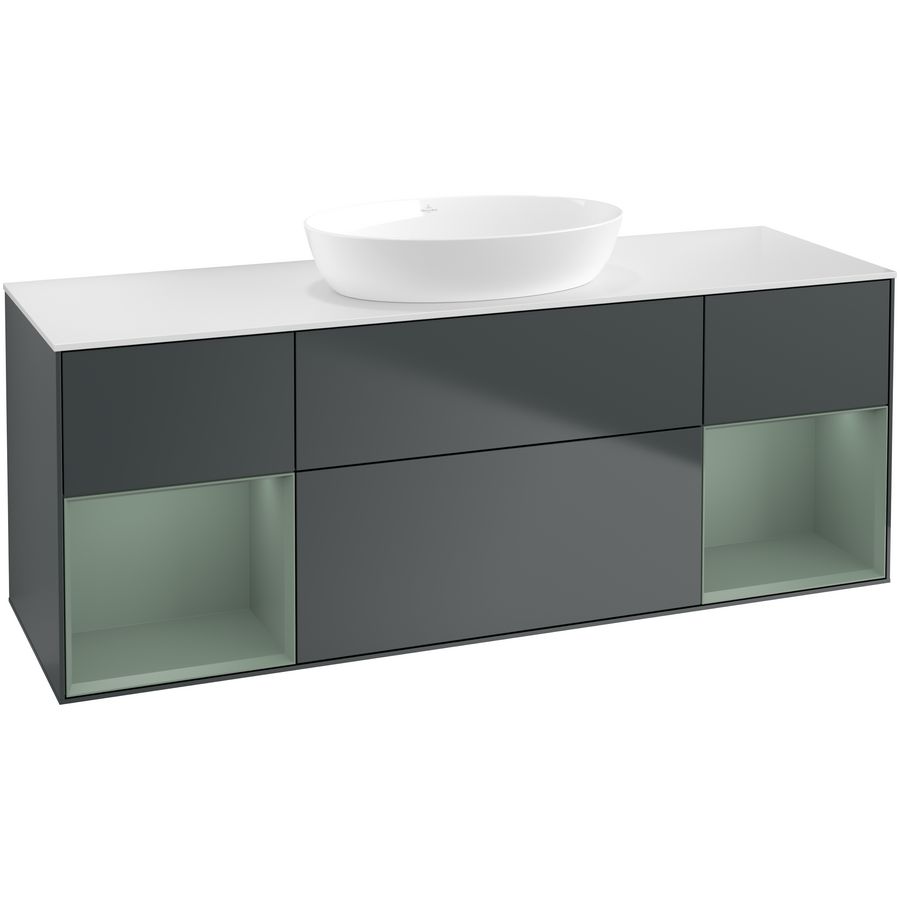 Wastafelonderkast Finion 1600x603x501mm Mid.Blue Matt Lacquer FD01GMHG