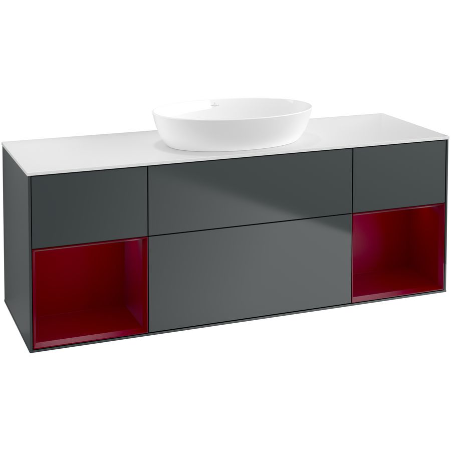 Wastafelonderkast Finion 1600x603x501mm Mid.Blue Matt Lacquer FD01HBHG
