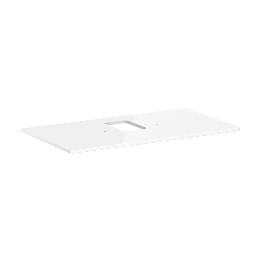 Console / wastafelblad 980x550mm High Gloss White met middenuitsparing tbv waskom met kraangat Xelu Q