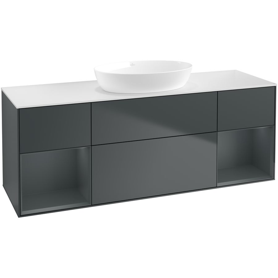 Wastafelonderkast Finion 1600x603x501mm Mid.Blue Matt Lacquer FD01HGHG