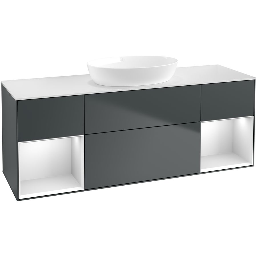 Wastafelonderkast Finion 1600x603x501mm Mid.Blue Matt Lacquer FD01MTHG