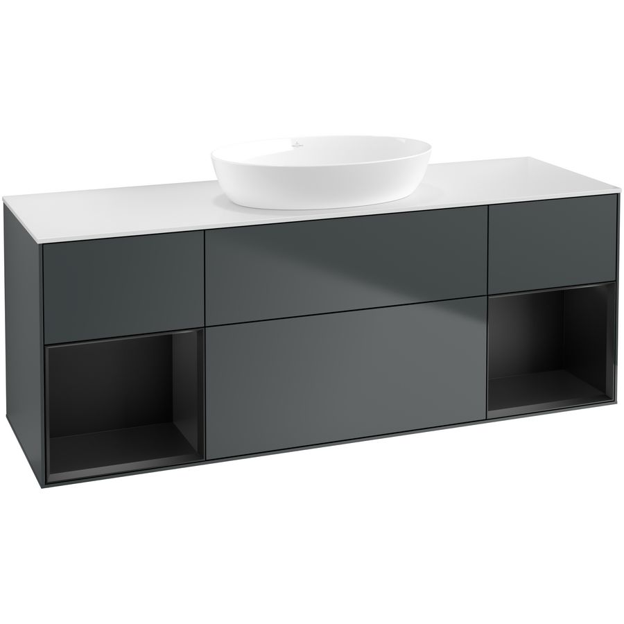 Wastafelonderkast Finion 1600x603x501mm Mid.Blue Matt Lacquer FD01PDHG
