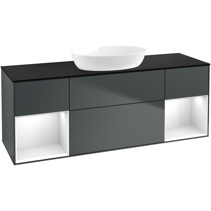 Wastafelonderkast Finion 1600x603x501mm Mid.Blue Matt Lacquer FD02GFHG