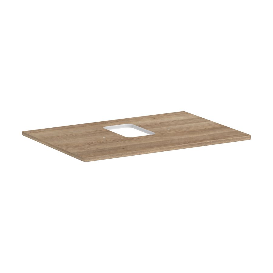 Console / wastafelblad 780x550mm Natural Oak met middenuitsparing tbv waskom met kraangat Xelu Q
