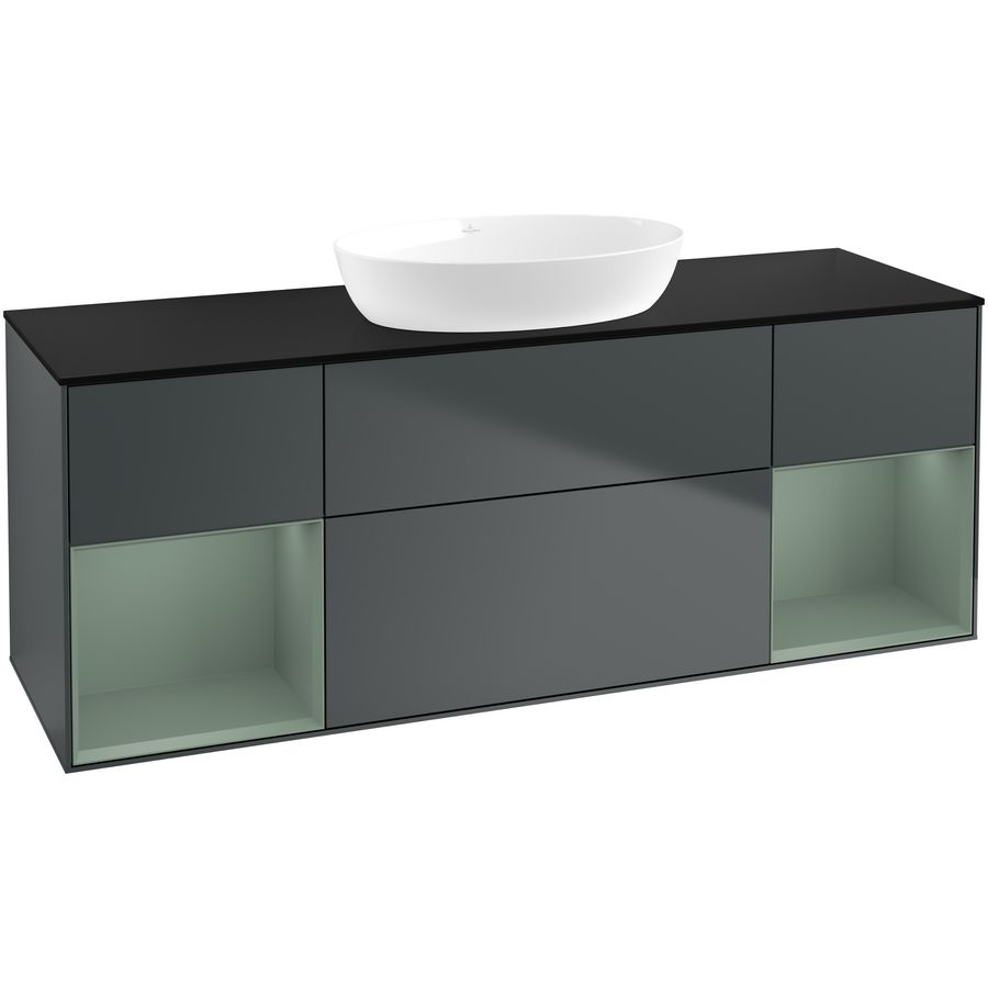 Wastafelonderkast Finion 1600x603x501mm Mid.Blue Matt Lacquer FD02GMHG