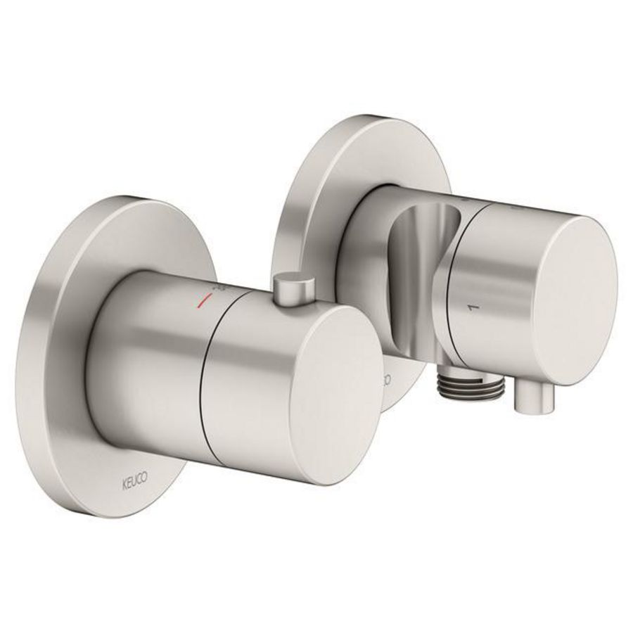 Thermostaatkr. Set UP 2 weg slanaansl./ doucheh. nikkel geborsteld