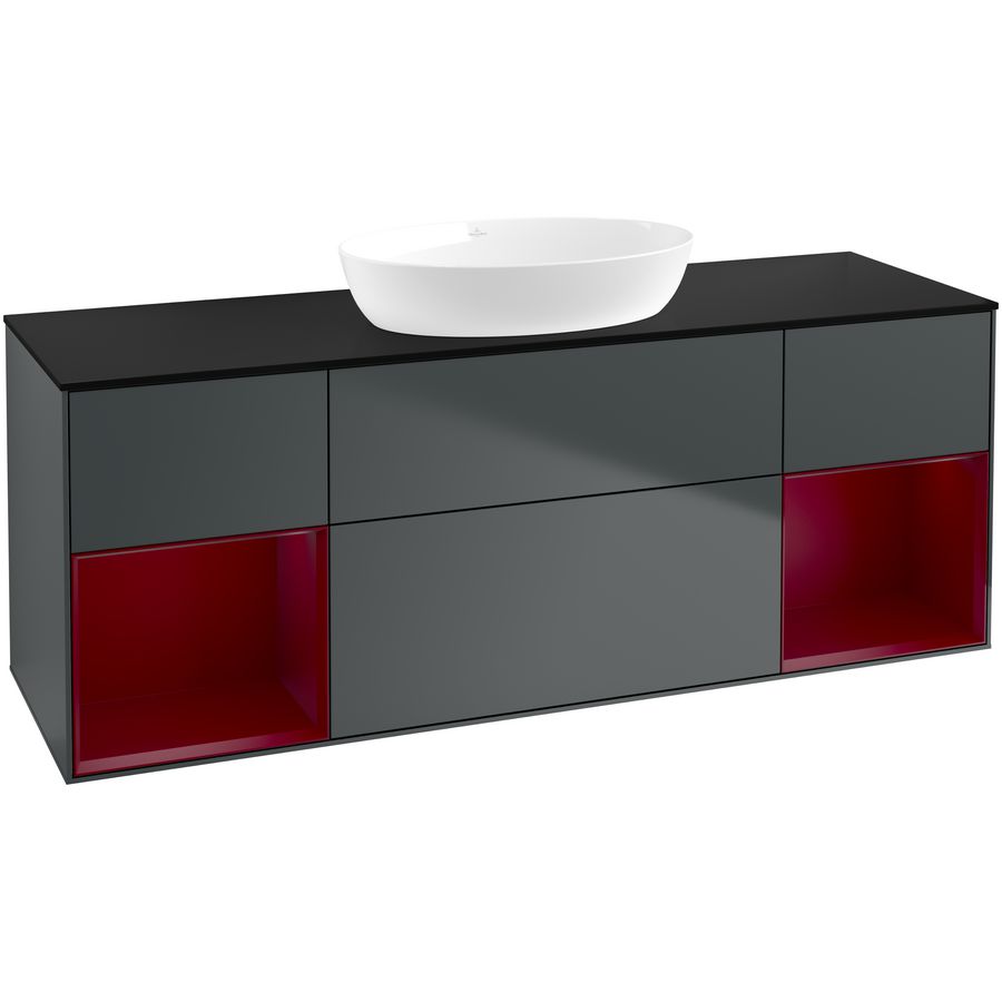 Wastafelonderkast Finion 1600x603x501mm Mid.Blue Matt Lacquer FD02HBHG
