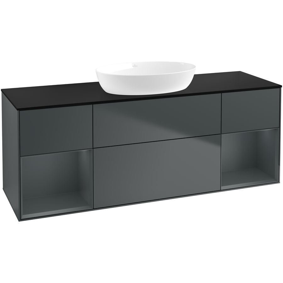 Wastafelonderkast Finion 1600x603x501mm Mid.Blue Matt Lacquer FD02HGHG