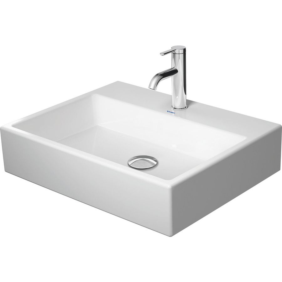 VERO AIR #235260 opzetwastafel 600mm wit met kraangat geslepen onderzijde