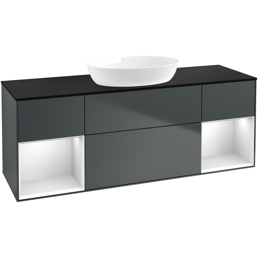 Wastafelonderkast Finion 1600x603x501mm Mid.Blue Matt Lacquer FD02MTHG
