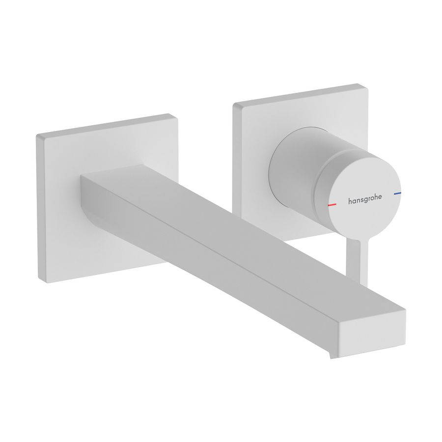 Tecturis E 1-hendel wastafelkraan voor inbouw wandmontage met uitloop 22,5cm mat wit