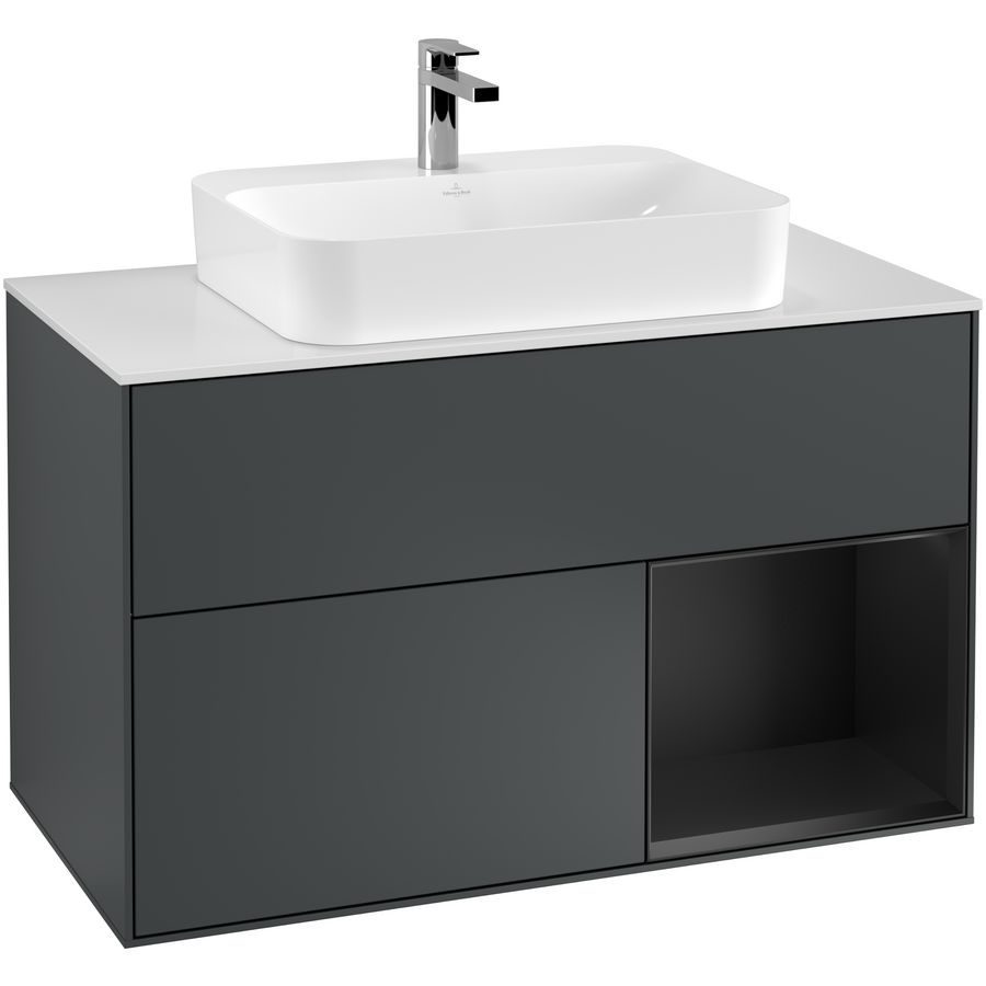 Wastafelonderkast Finion 1000x603x501mm Mid.Blue Matt Lacquer F371PDHG
