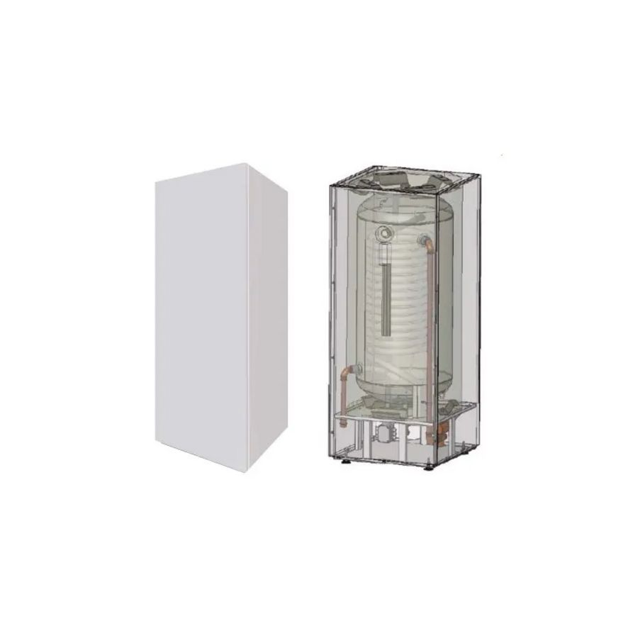 Indirect gestookte boiler staal vierkant 200ltr. incl. 3-wegklep