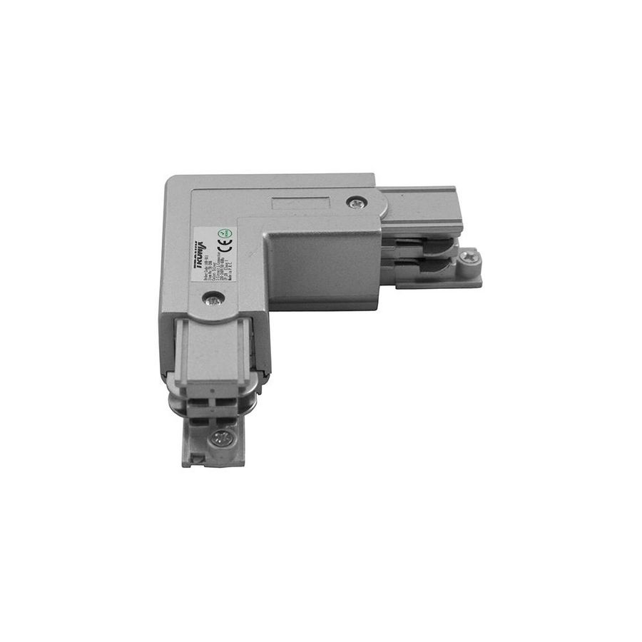 L shape links voor 3-fase rails zilver