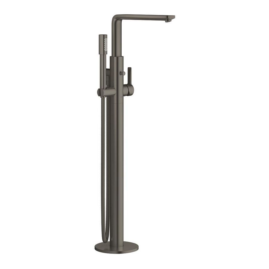 Lineare new vrijstaande badmengkraan hard graphite geborsteld (mat donker grijs) excl. inbouwdeel