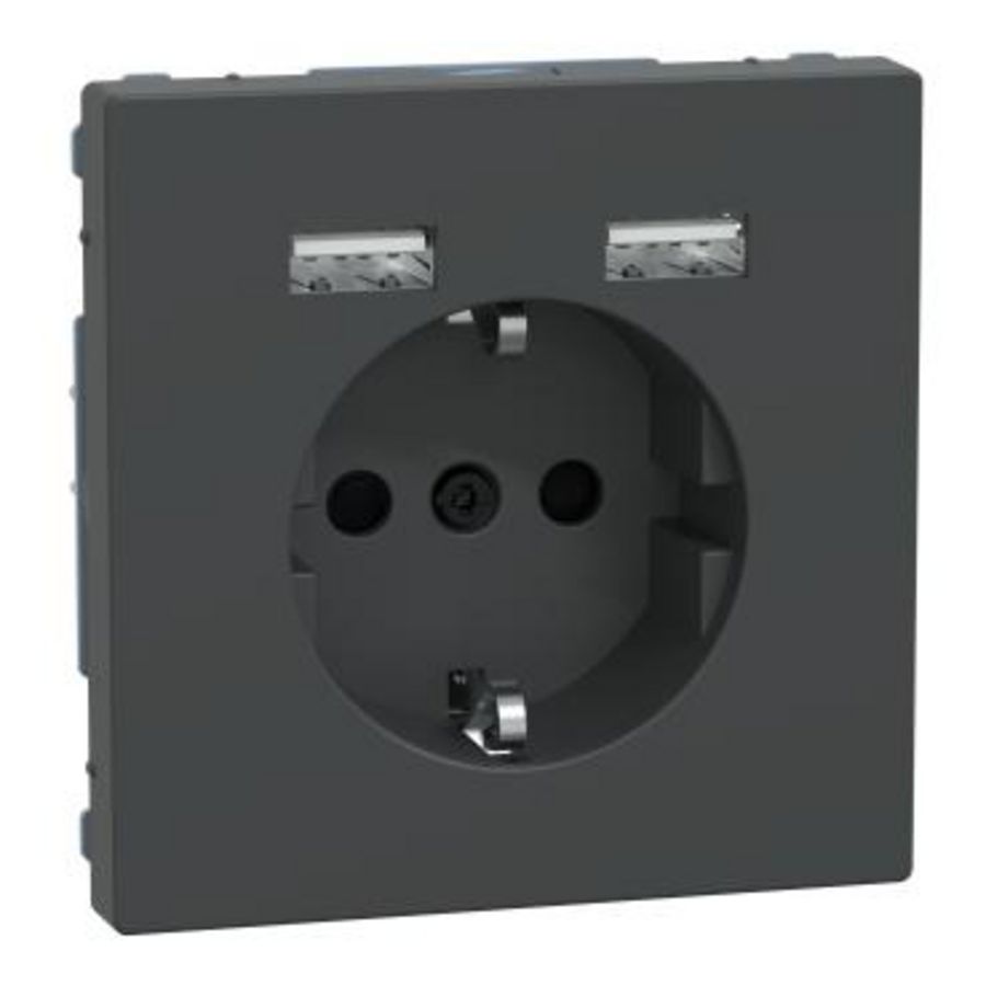 WCD Dubbele USB-poort 2.4A 16A Antraciet Systeem D