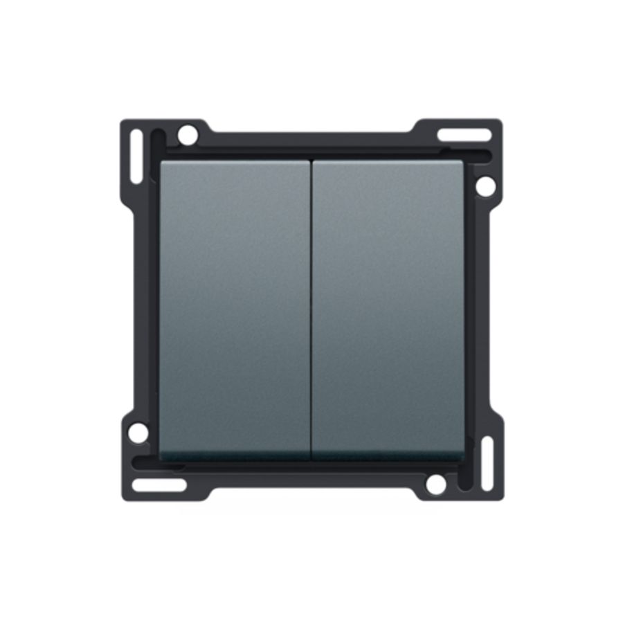 Afwerkingsset serie/wisselschakelaar + drukknop N.O. bleu gr