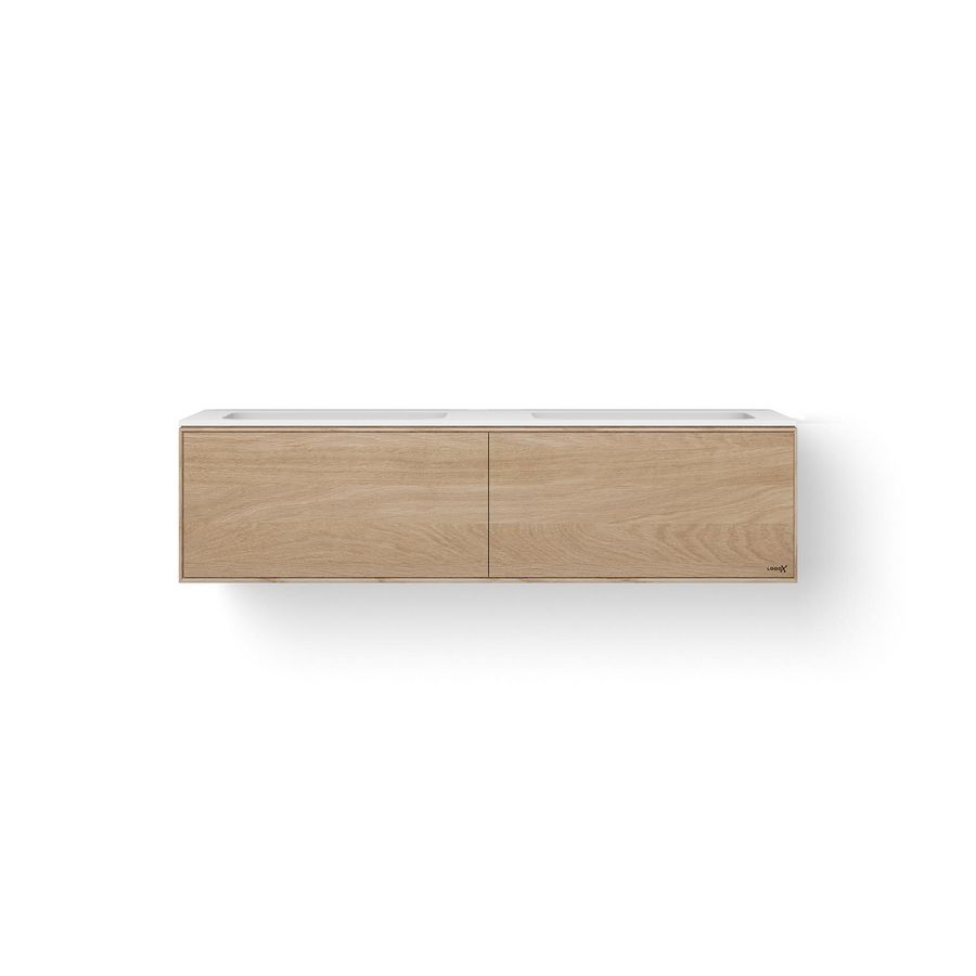 Solid Facet 140cm bovenbl 2 wasbak 500mm meubel+2 las oud gr