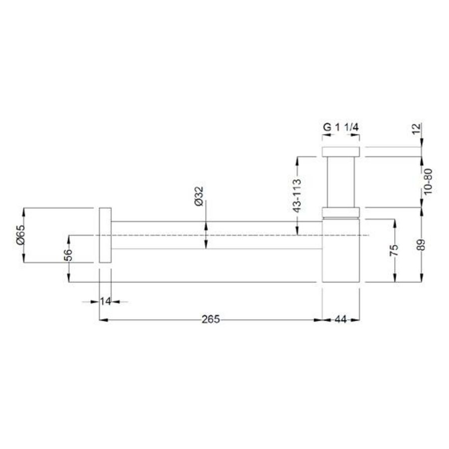 Slim Square sifon 1.1/4x32mm RVS-look tbv fontein