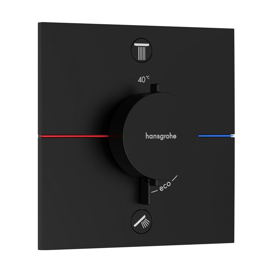 ShowerSelect Comfort E thermostaat afbouwdeel tbv inbouw voor 2 functies mat zwart
