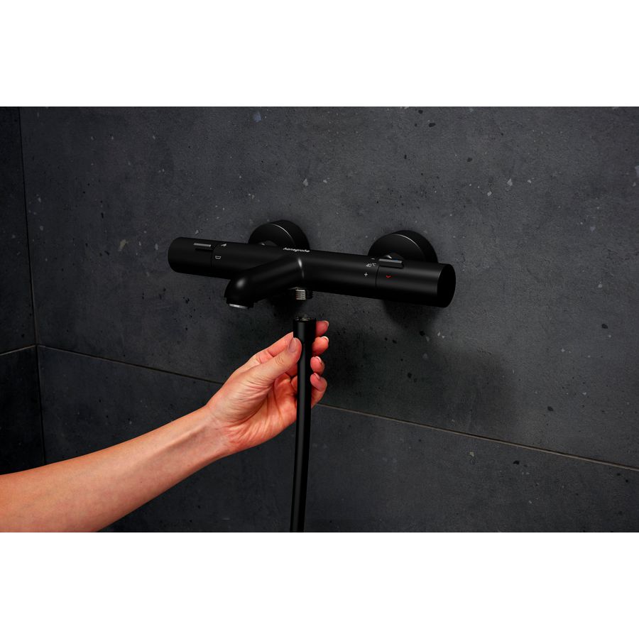 Badthermostaat chroom Ecostat Fine mat zwart hoh 150mm incl. s-koppelingen