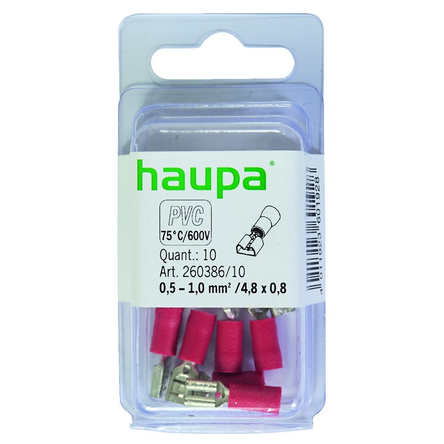 Zak a 10st. Vlakstekkerhuls female 0.5-1.0/6.3x0.8 isol. PVC