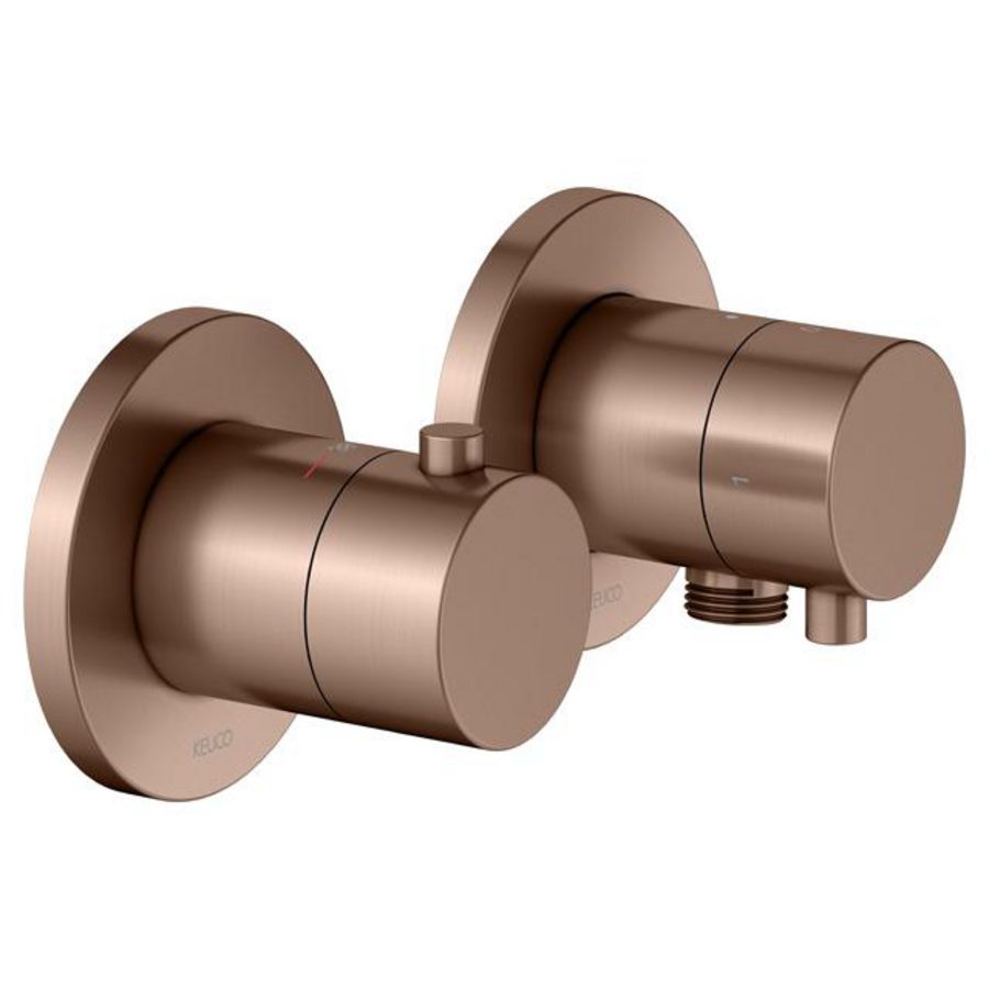 Thermostaatkraan Set UP 2 weg slangaansluiting rood goud geborsteld