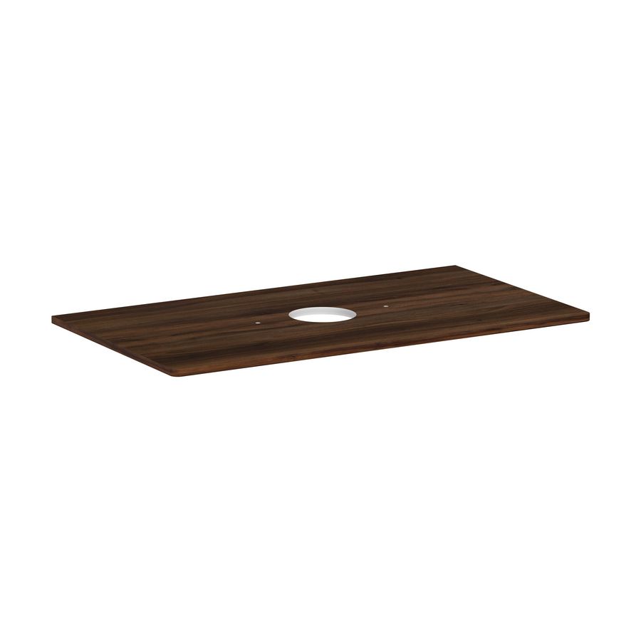 Console / wastafelblad 980x550mm Dark Walnut met middenuitsparing tbv waskom zonder kraangat Xelu Q