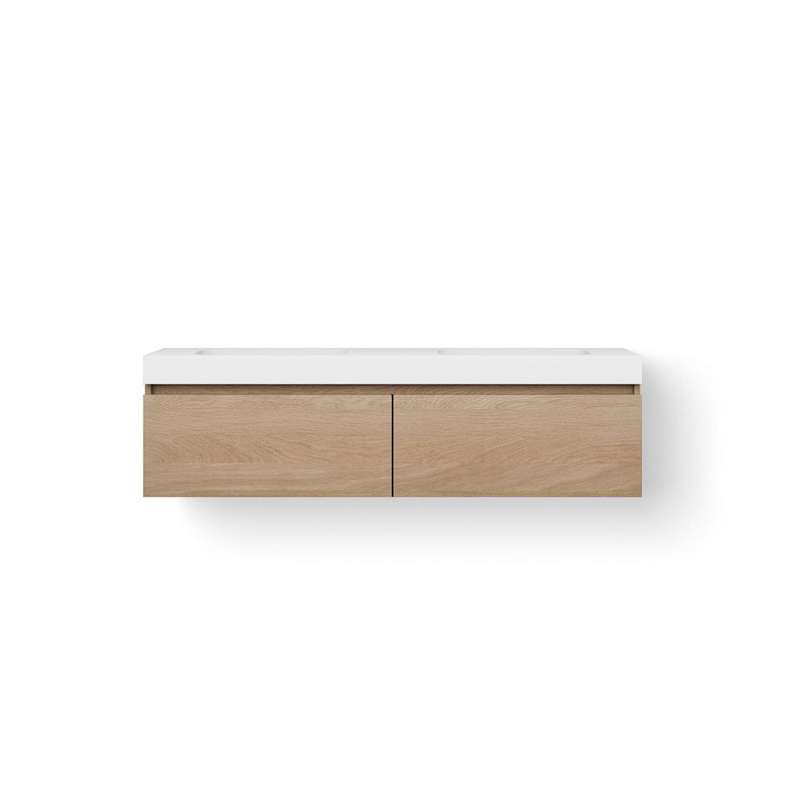 Solid Drawer 160cm bovenbl 2 wasbak 500mm meube+2 las oud gr