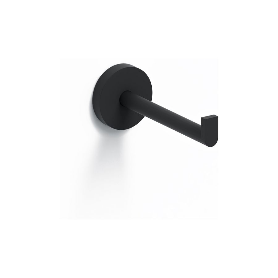 Flat closetrolhouder 121mm mat zwart poedercoating zonder klep